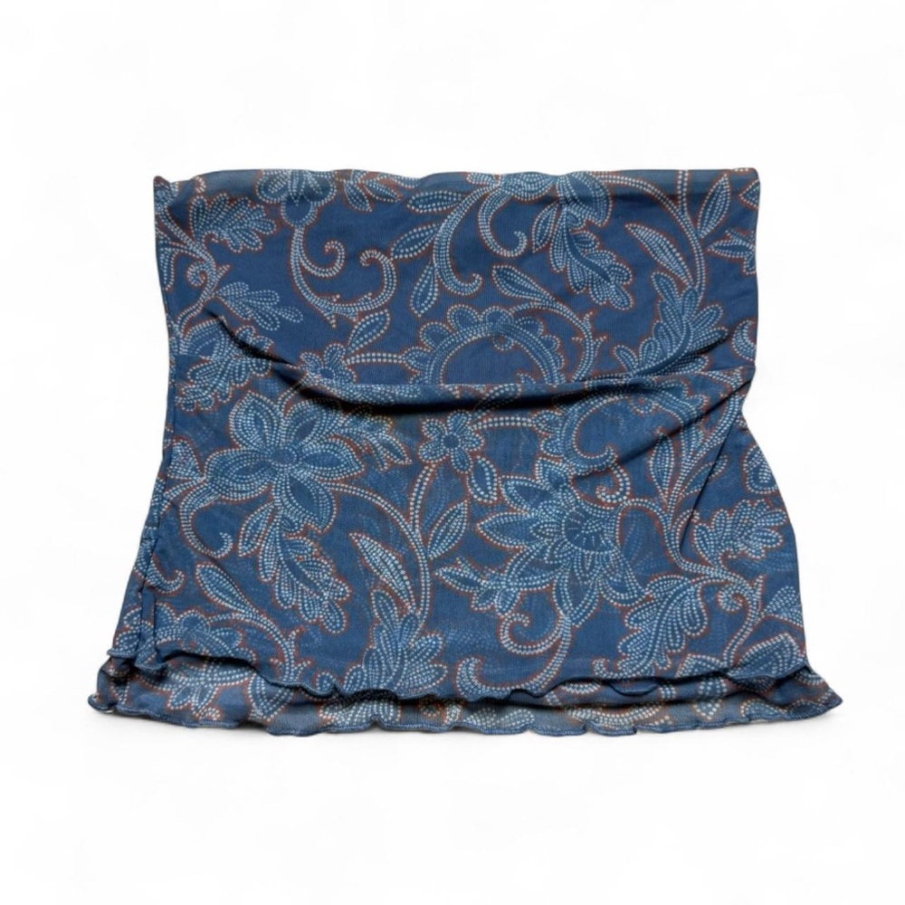 See You Monday Blue Floral Tube Top Womens Size Medium Lightweight